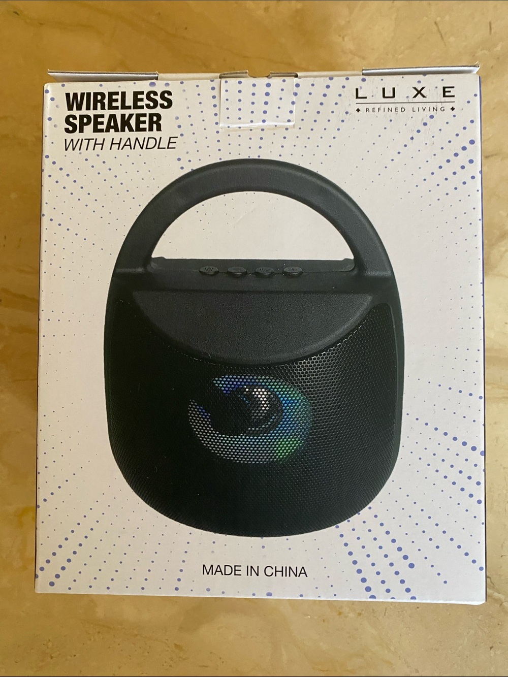 Luxe Black Portable Bluetooth Speaker with Handle and LED Ring